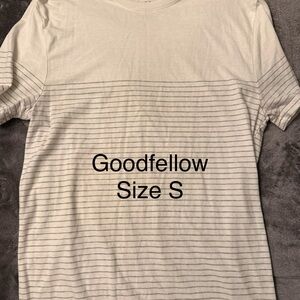 Goodfellow & Co Cream and Gray Striped Short Sleeve Tee